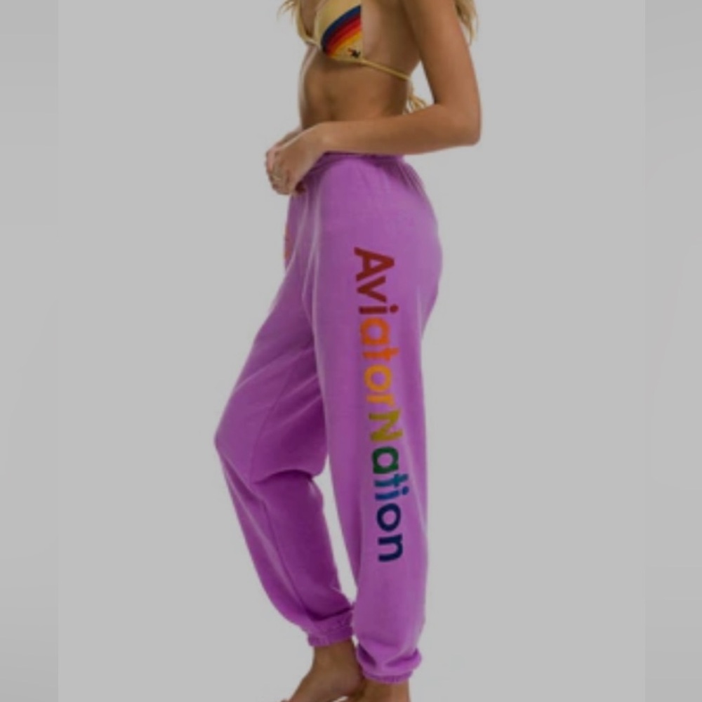 Aviator Nation Purple Sweatpants NWT Small - Picture 9 of 10